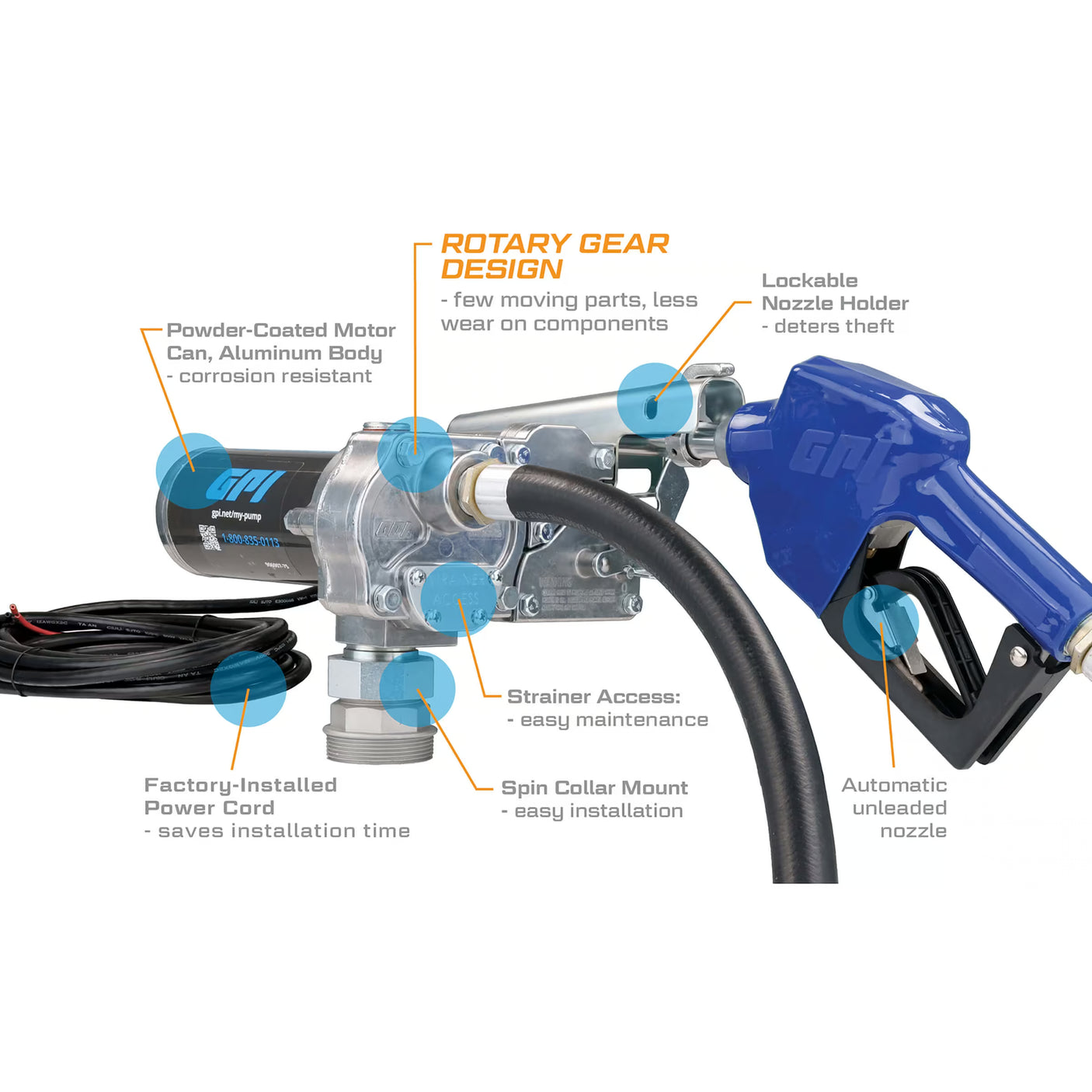 15 GPM 12V Fuel Transfer Pump with Auto Unleaded Nozzle
