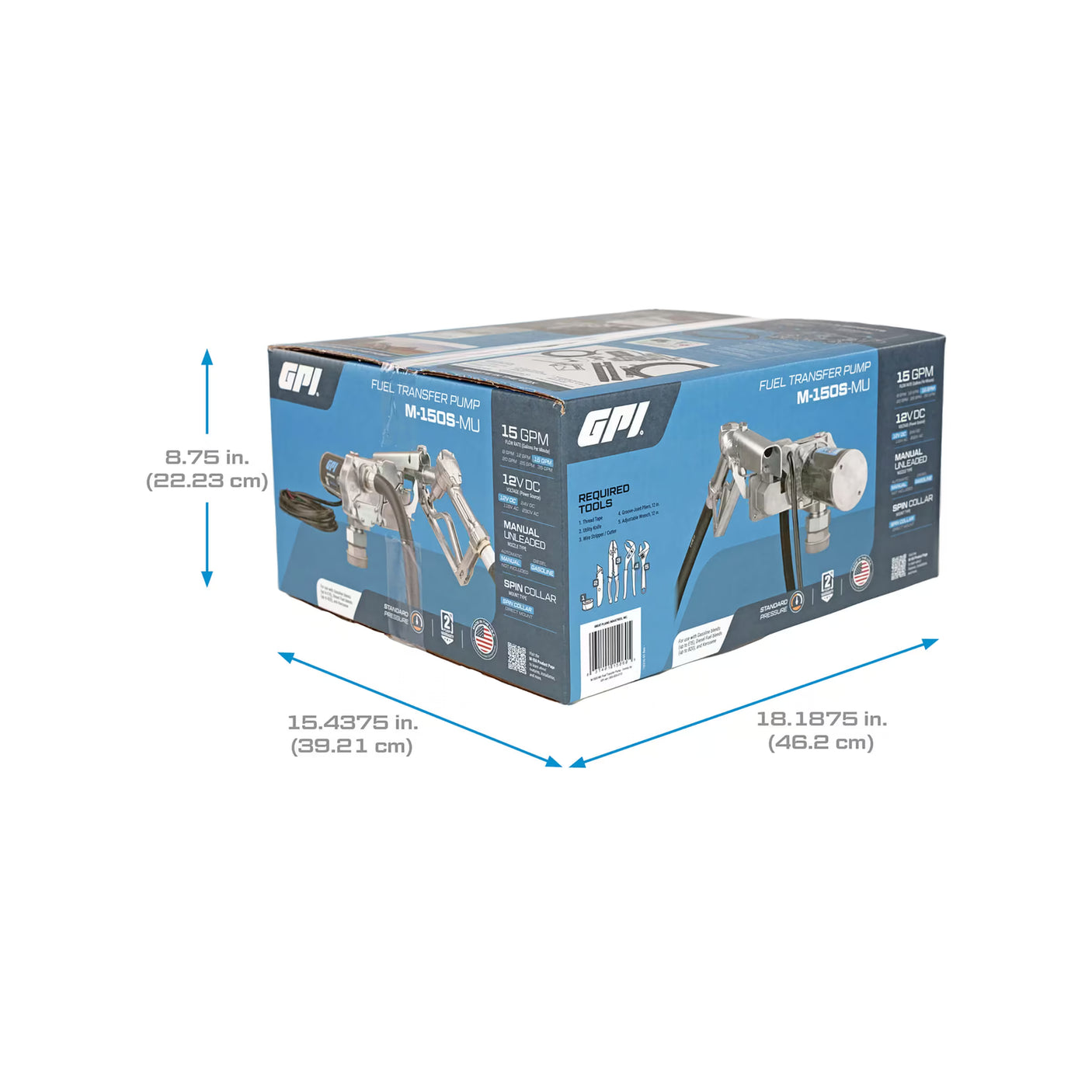 15 GPM 12V Fuel Transfer Pump with Manual Unleaded Nozzle