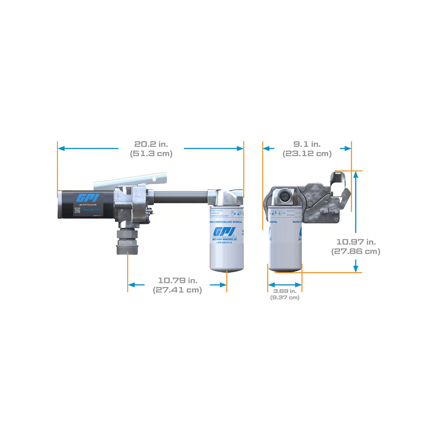 18 GPM 12V Fuel Transfer Pump with Manual Diesel Nozzle, Filter