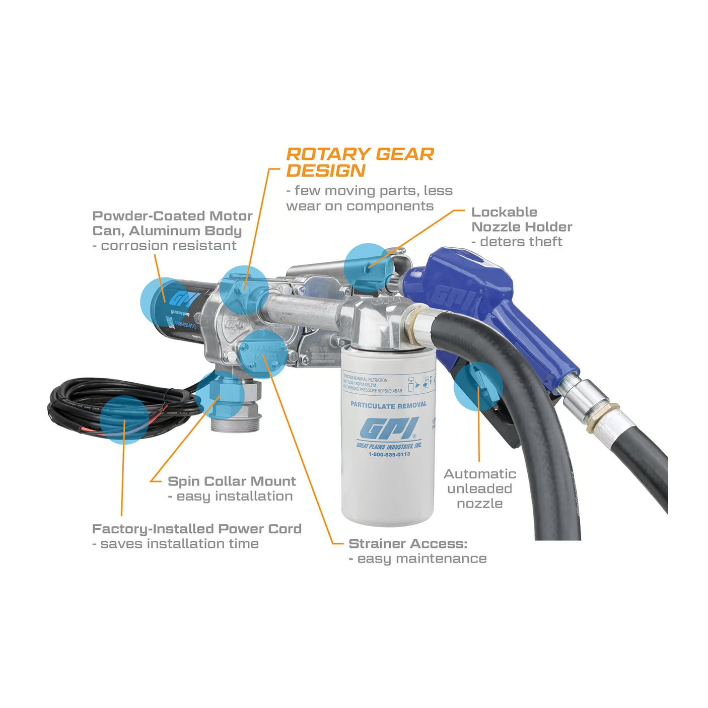 18 GPM 12V Fuel Transfer Pump with Auto Nozzle, Filter