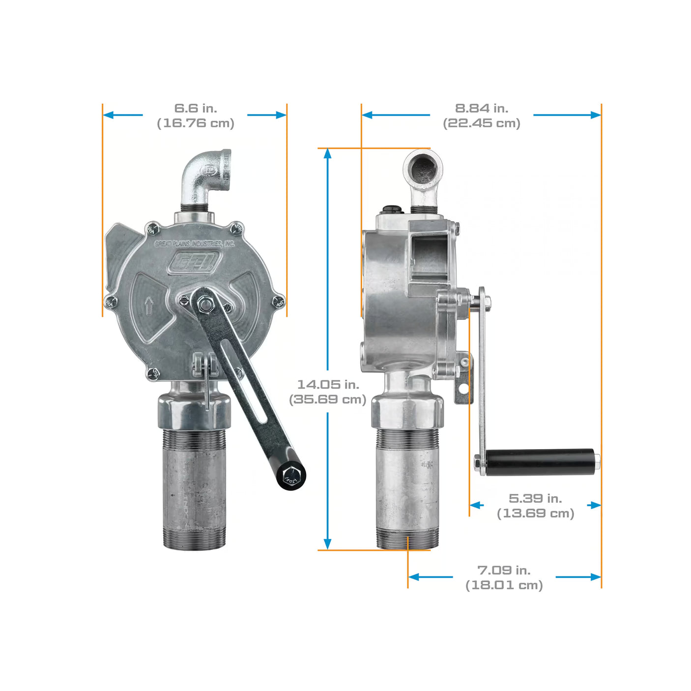 10 Gallons per 100 Revolutions Rotary Fluid Transfer Hand Pump