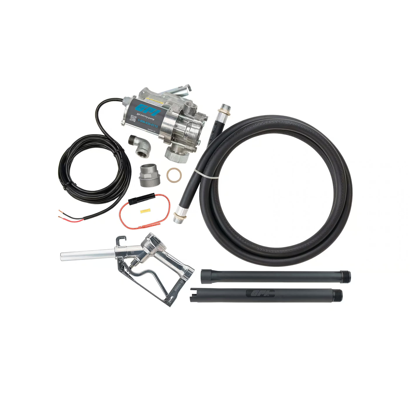 8 GPM 12V DC Fuel Transfer Pump with Spin Collar, Manual Unleaded Nozzle
