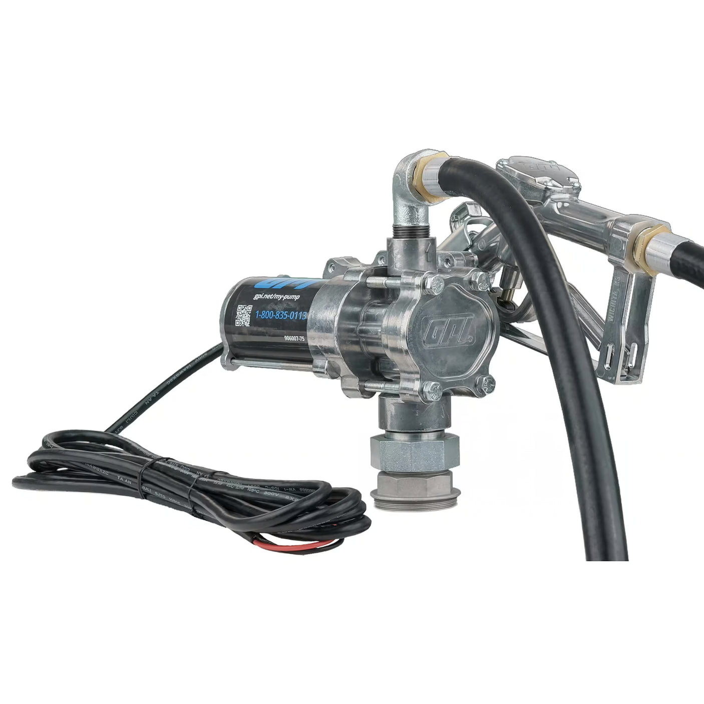 8 GPM 12V DC Fuel Transfer Pump with Spin Collar, Manual Unleaded Nozzle