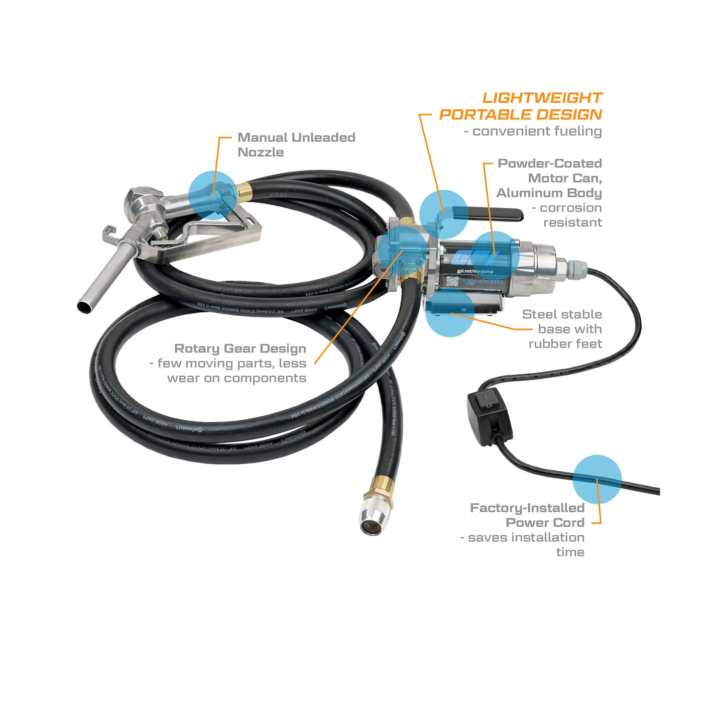 8 GPM 12V DC Portable Fuel Transfer Pump with Manual Unleaded Nozzle