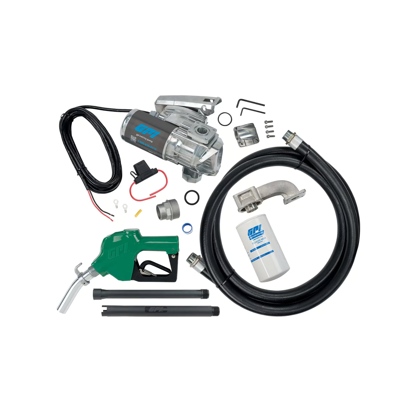 20 GPM 12V DC Fuel Transfer Pump with Auto Diesel Nozzle, Filter