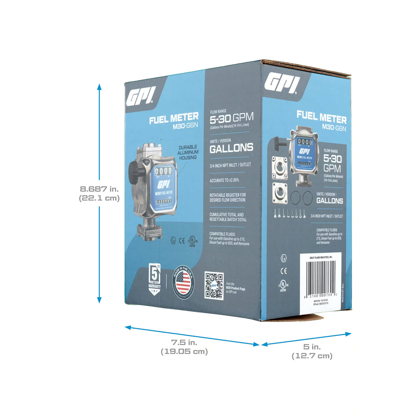 5-30 GPM 2% Mechanical Fuel Meter 3/4 Inch NPT