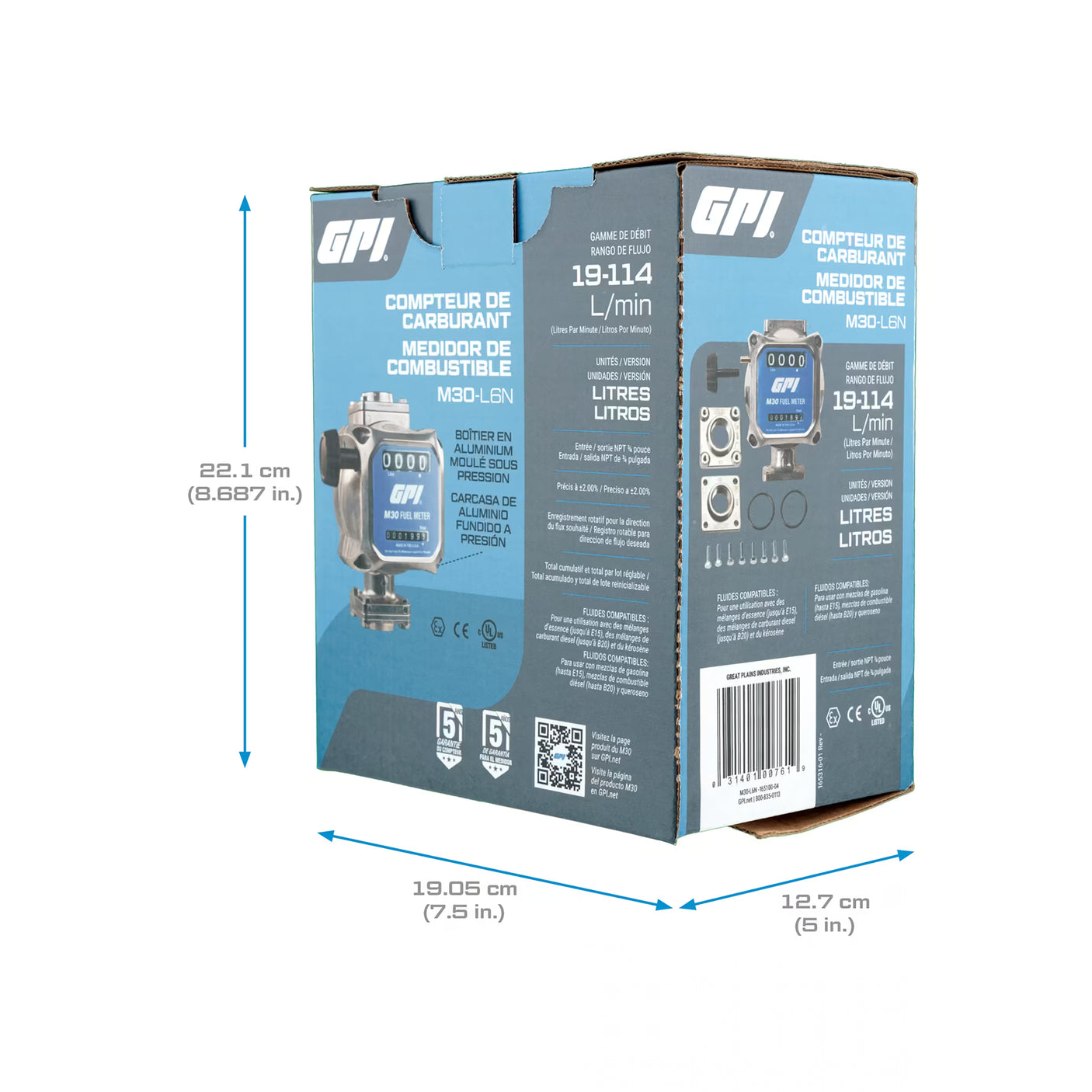 19-114 L/min 2% Mechanical Fuel Meter 3/4 Inch NPT
