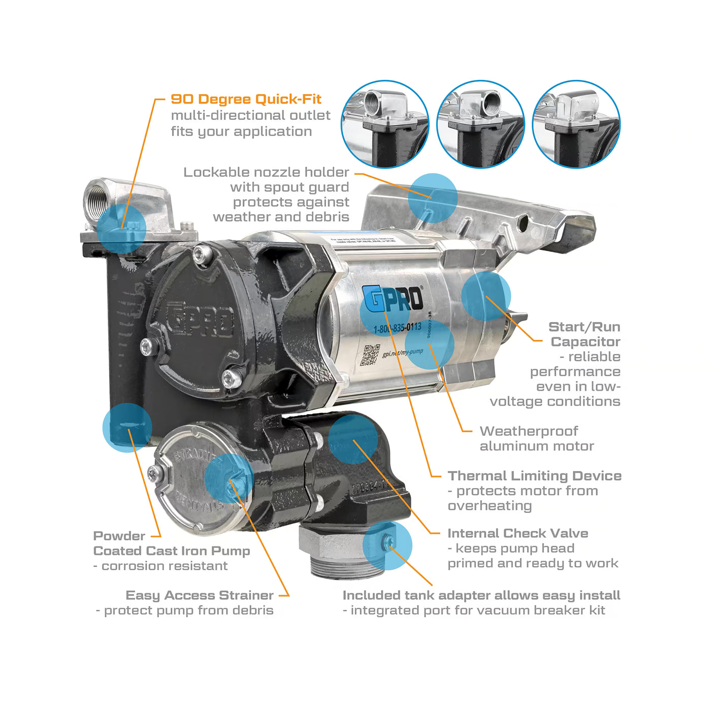20 GPM 115V AC Fuel Transfer Pump with 3/4-inch Outlet