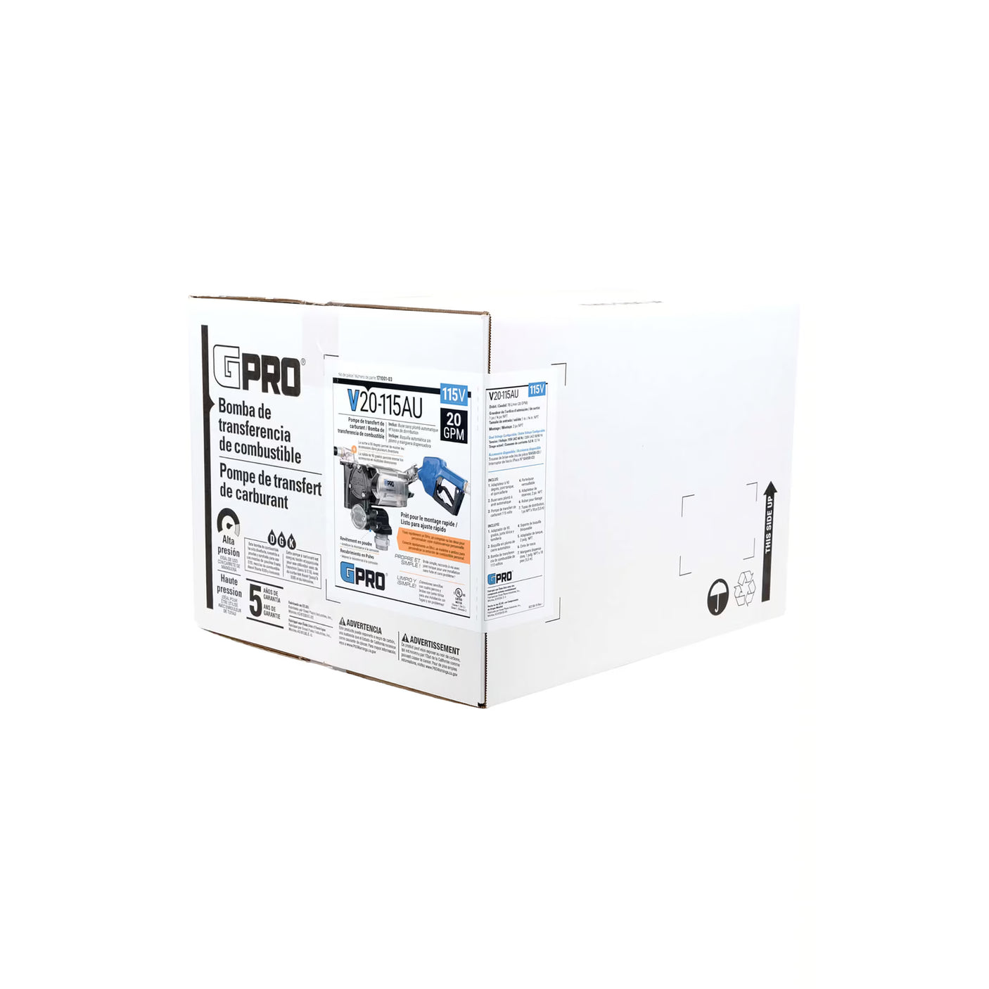 20 GPM 115V AC Fuel Transfer Pump with Auto Unleaded Nozzle 3/4-Inch Outlet