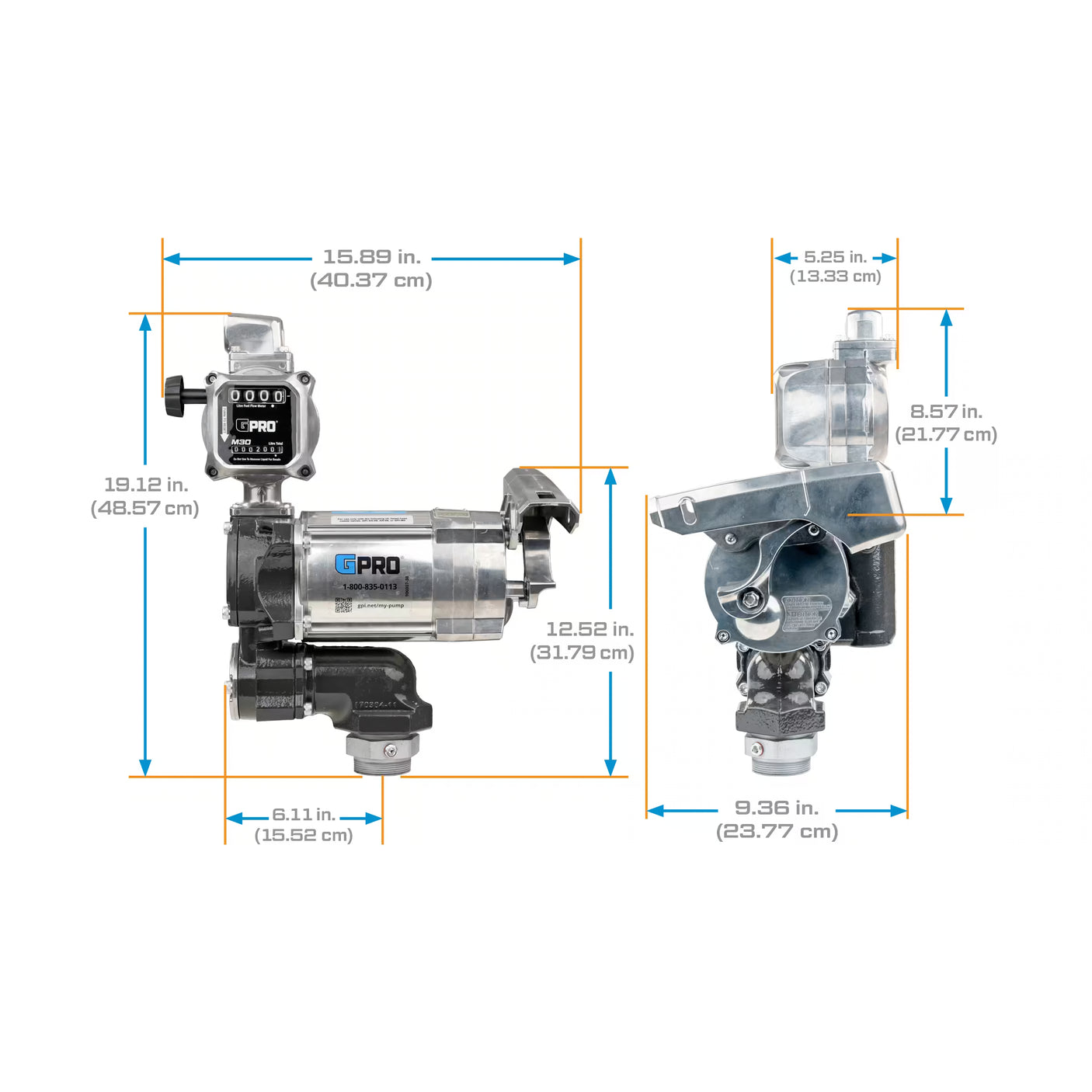 20 GPM 115V AC Fuel Transfer Pump with 19-114 L/min Meter, 1-inch Outlet