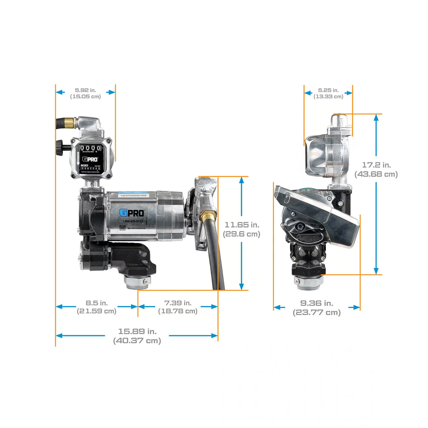20 GPM 115V AC Fuel Transfer Pump with 19-114 L/min Meter, Manual Unleaded Nozzle