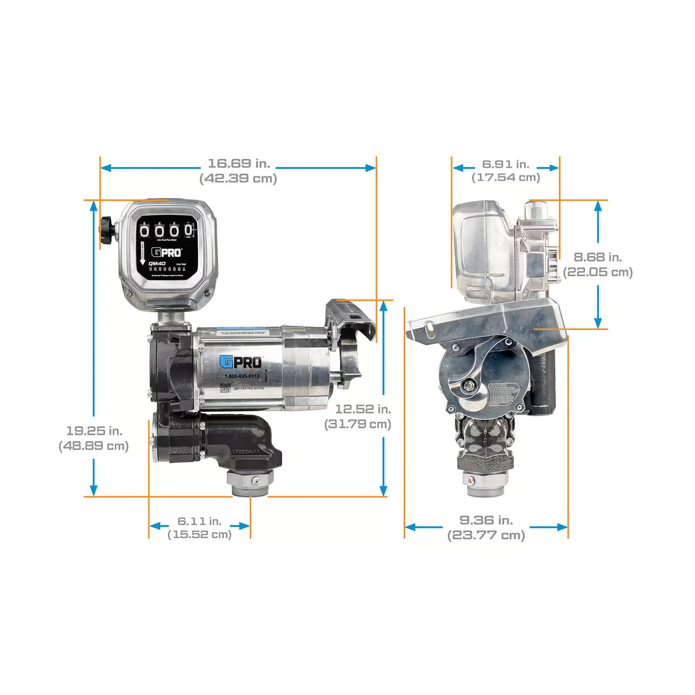 20 GPM 115V AC Fuel Transfer Pump with 8-150 L/min Meter, 1-inch Outlet