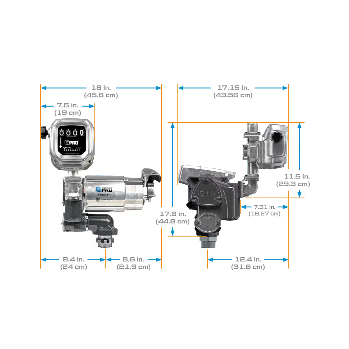 35 GPM 120V AC Fuel Transfer Pump with 8-150 L/min Meter, Auto Diesel Nozzle