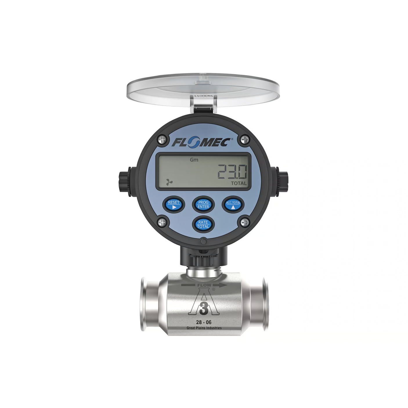1-1/2" Stainless Steel 3A Sanitary G3A Flow Meter with RT14 Transmitter with Built-In Digital Display