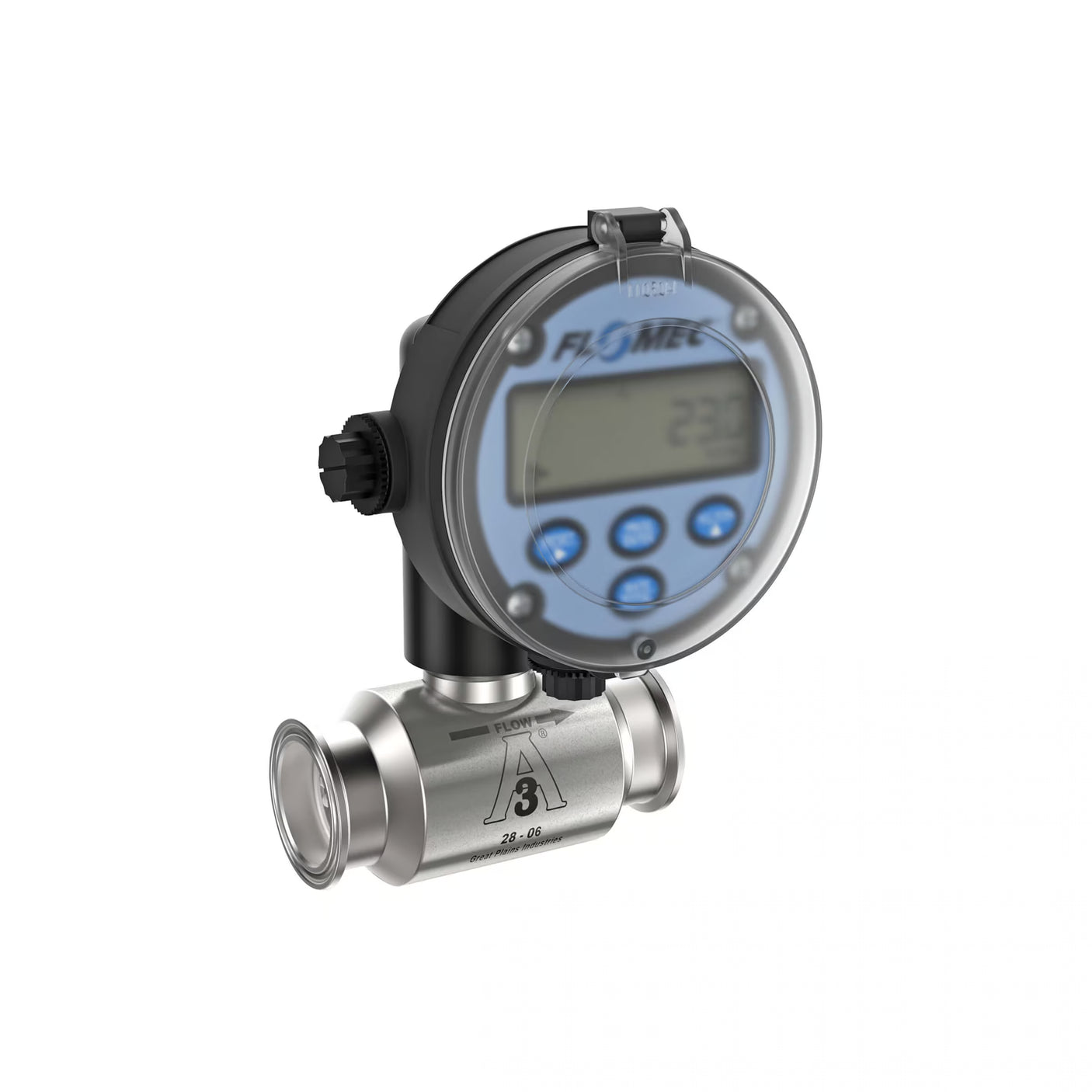 1-1/2" Stainless Steel 3A Sanitary G3A Flow Meter with RT14 Transmitter with Built-In Digital Display