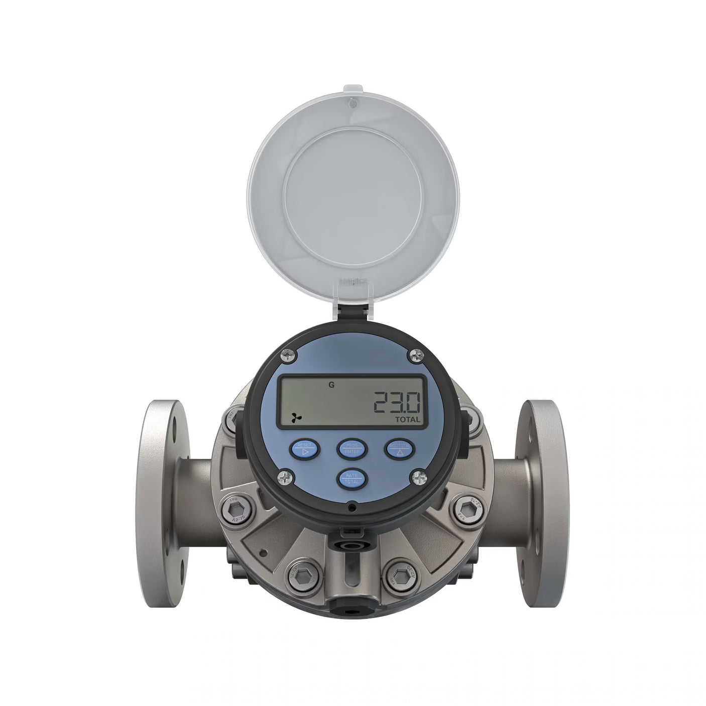 1-1/2" Oval Gear Stainless Steel #150 ANSI Flange Flow Meter, RT14 Transmitter with Built-In Digital Display