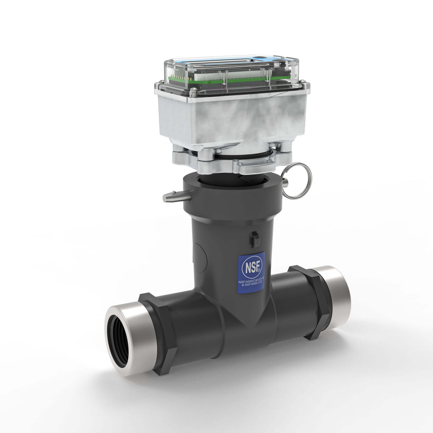 1" Ultrasonic Flow Meter with Digital Display, Schedule 80 PVC Tee, NPT (Female)
