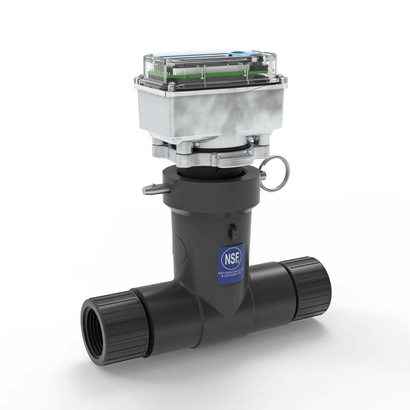 1" Ultrasonic Flow Meter with Digital Display, Schedule 80 PVC Tee, BSPT (Female)