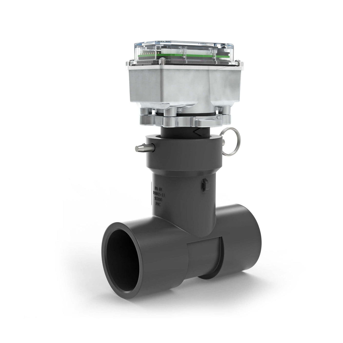2" Ultrasonic Flow Meter with Digital Display, Schedule 80 PVC Tee, Socket