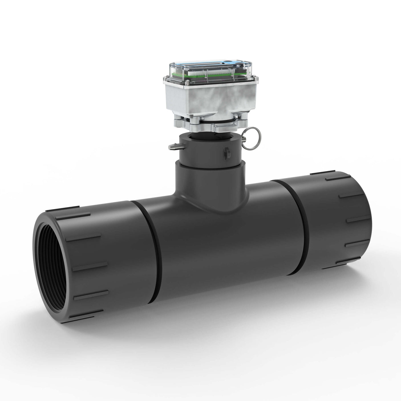 3" Ultrasonic Flow Meter with Digital Display, Schedule 80 PVC Tee, NPT (Female)