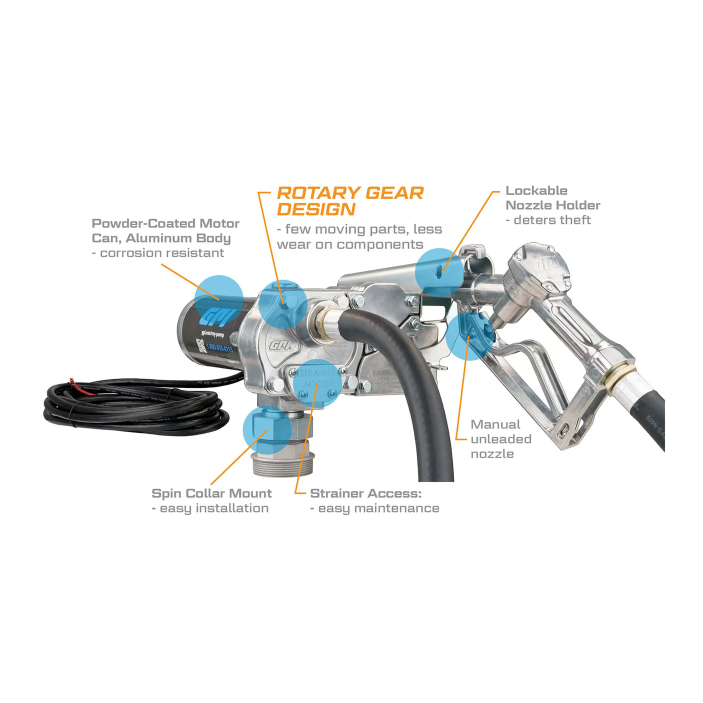 15 GPM 12V Fuel Transfer Pump with Manual Unleaded Nozzle