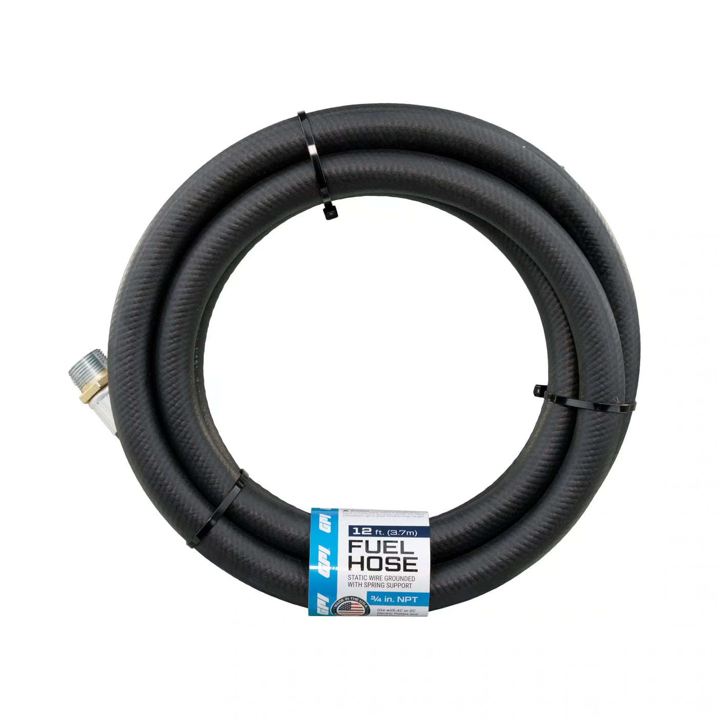 AC & DC Fuel Transfer Pumps 3/4-Inch x 12 ft Fuel Hose with Static Wire