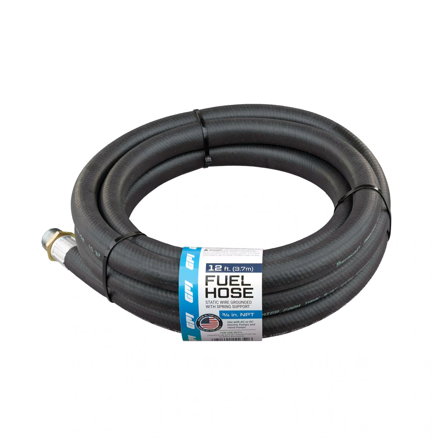 AC & DC Fuel Transfer Pumps 3/4-Inch x 12 ft Fuel Hose with Static Wire