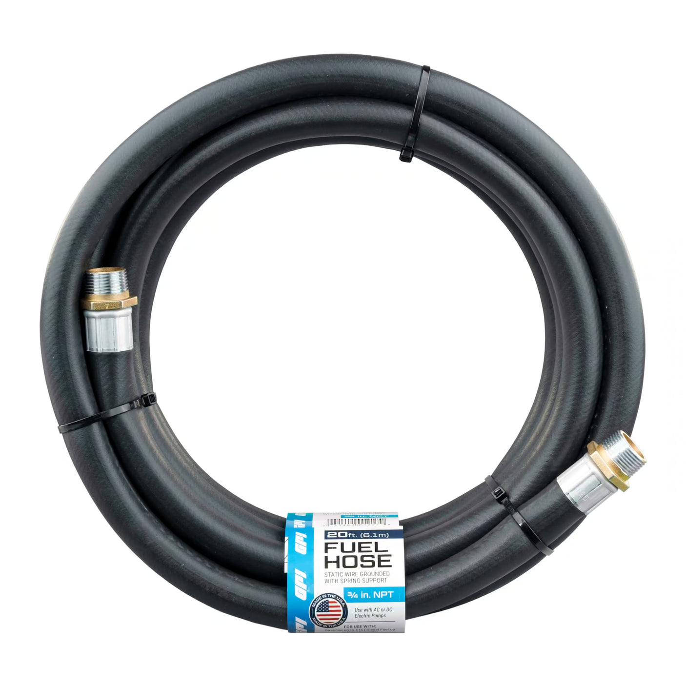 AC & DC Fuel Transfer Pumps 3/4-Inch x 20 ft Fuel Hose with Static Wire