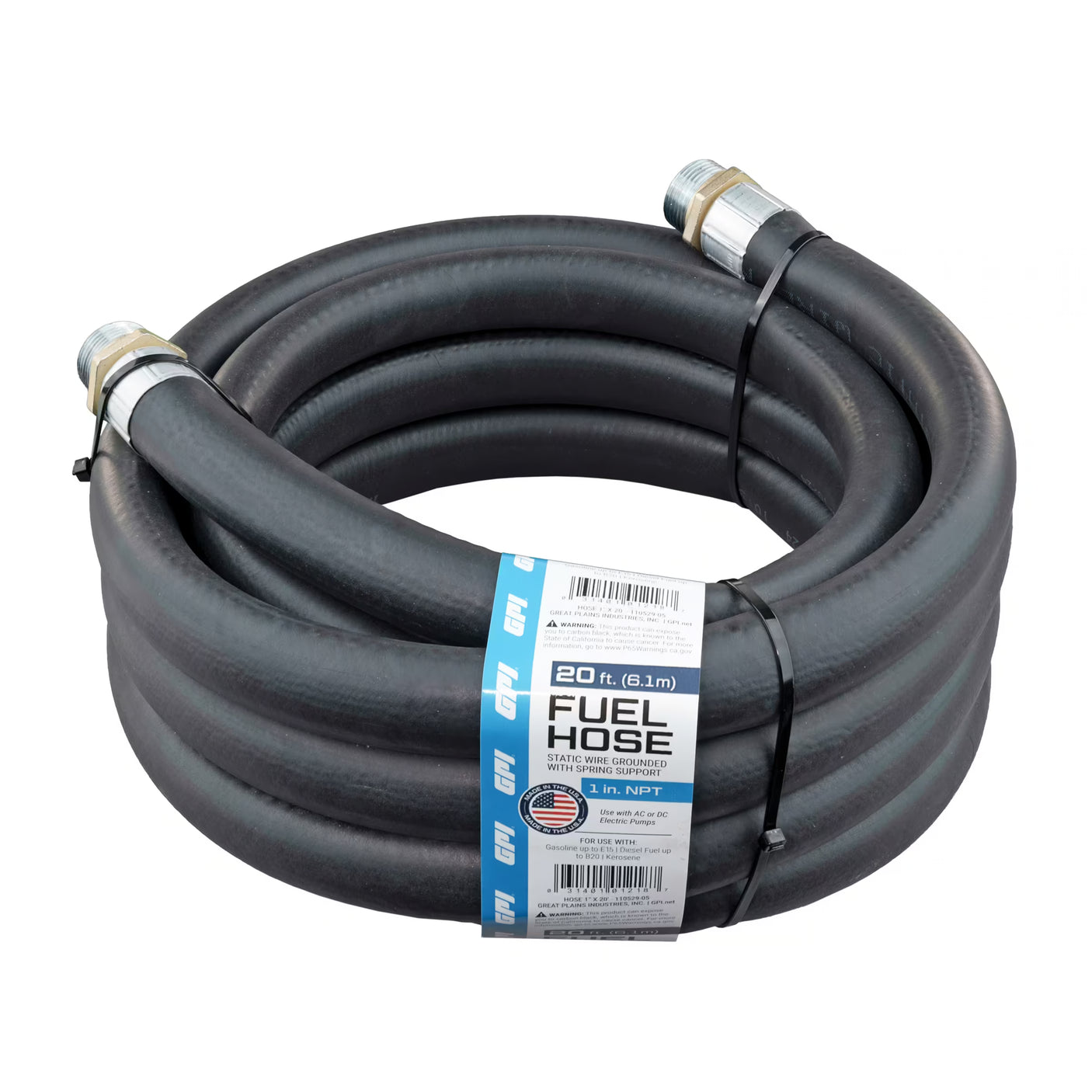 AC & DC Fuel Transfer Pumps 1-Inch x 20 ft Fuel Hose with Static Wire