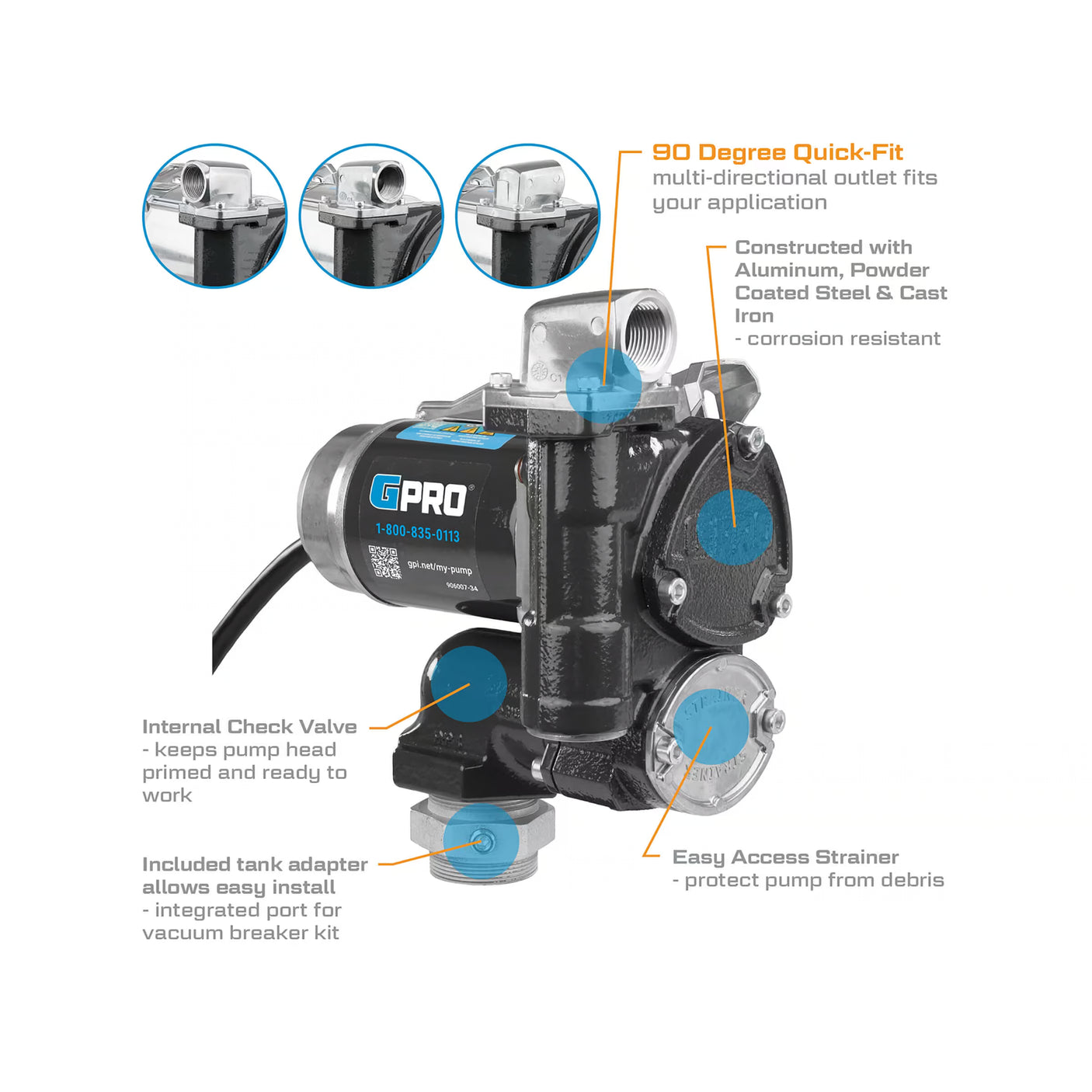 25 GPM 12V DC Fuel Transfer Pump with Power Cord