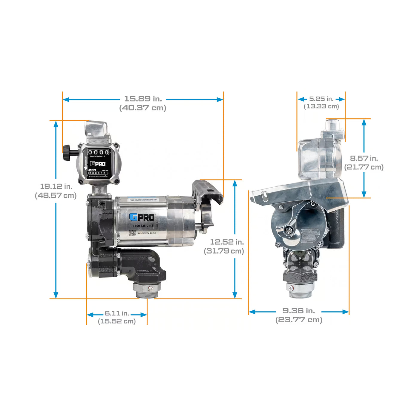 20 GPM 115V AC Fuel Transfer Pump with 5-30 GPM Meter, Manual Unleaded Nozzle