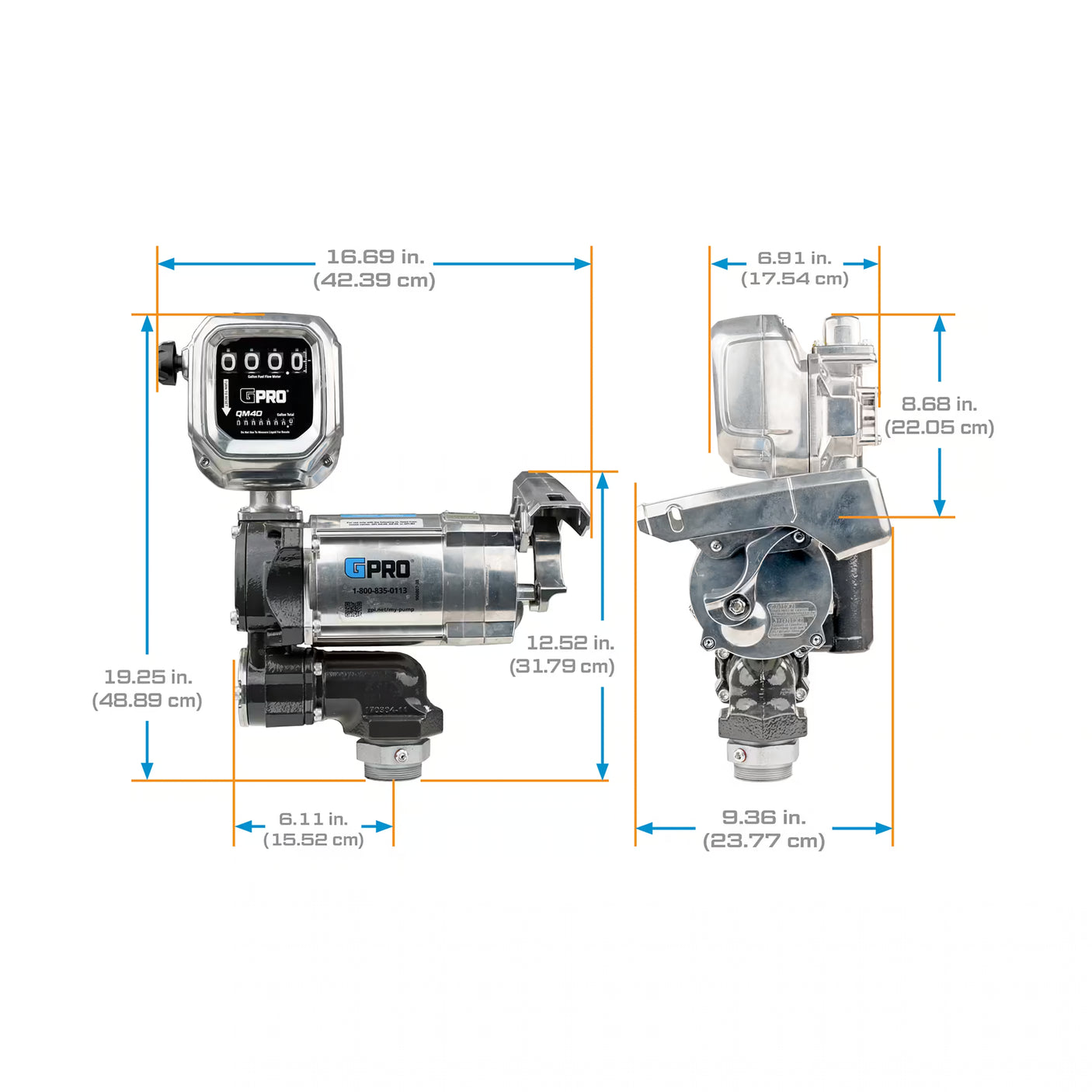 20 GPM 115V AC Fuel Transfer Pump with 2-40 GPM Meter, Auto Diesel Nozzle