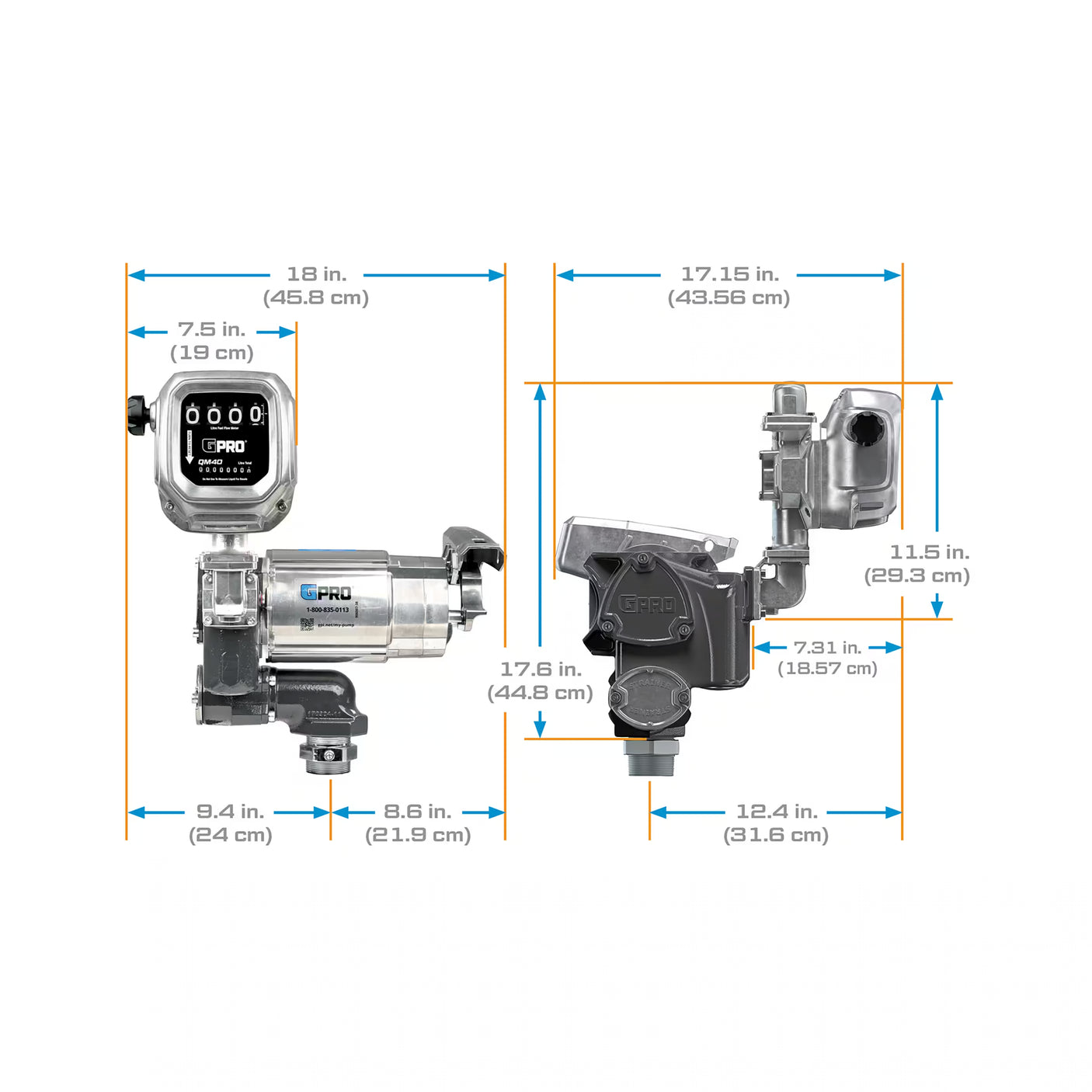 35 GPM 120V AC Fuel Transfer Pump with 8-150 L/min Meter, Auto Diesel Nozzle
