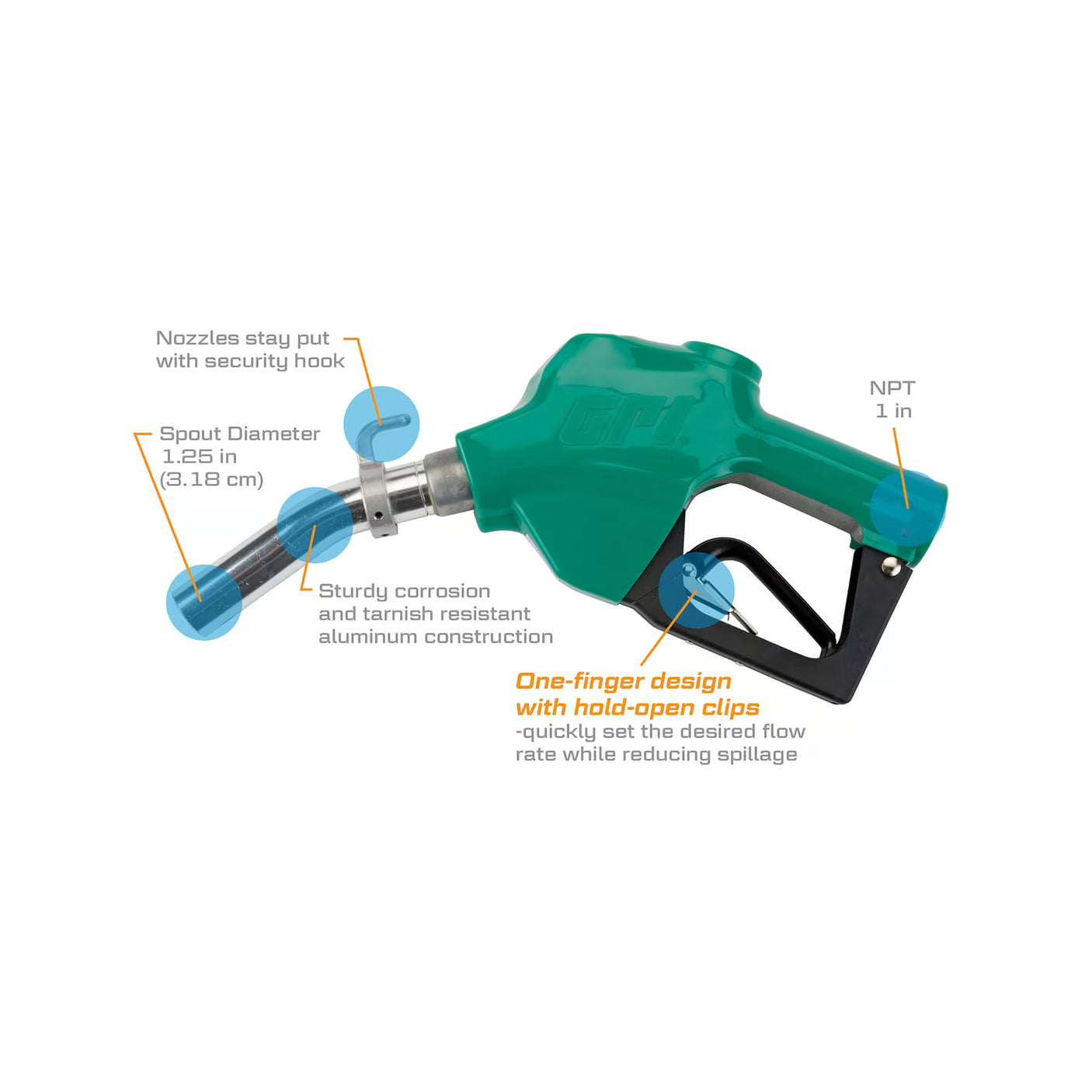 Fuel Transfer Pumps 1-Inch NPT Automatic Diesel Shut-Off Nozzle