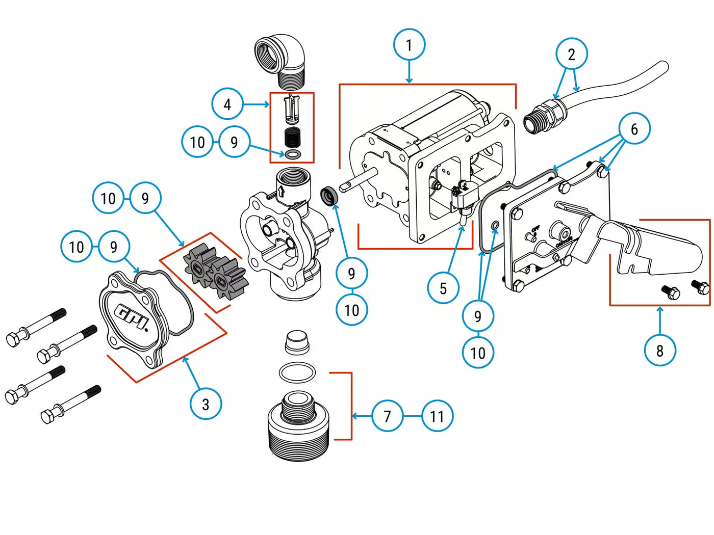 EZ-8 Direct Mount Exploded View