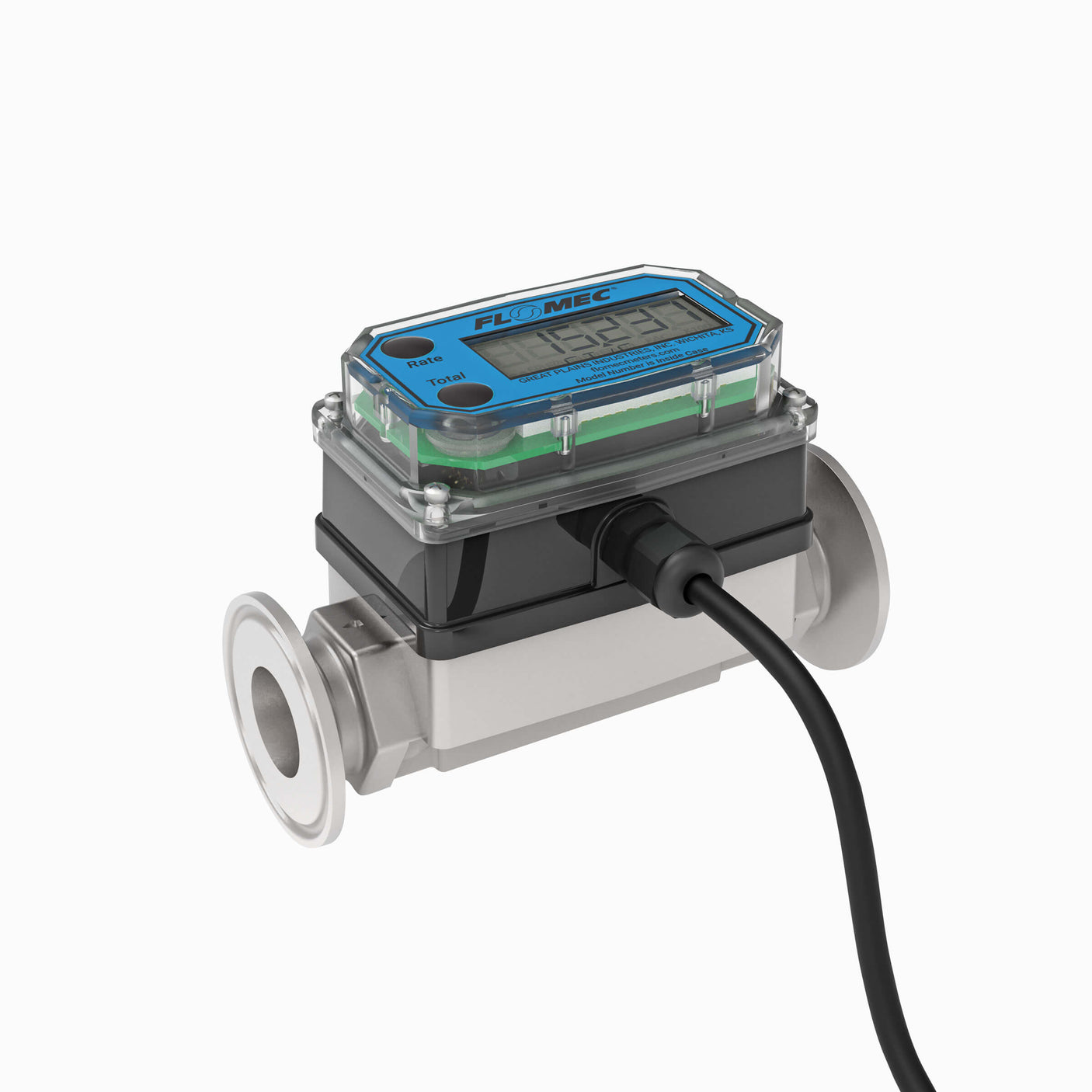 3/4" Turbine Stainless Steel Tri-Clamp G2 Flow Meter with Digital Display, Transmitter