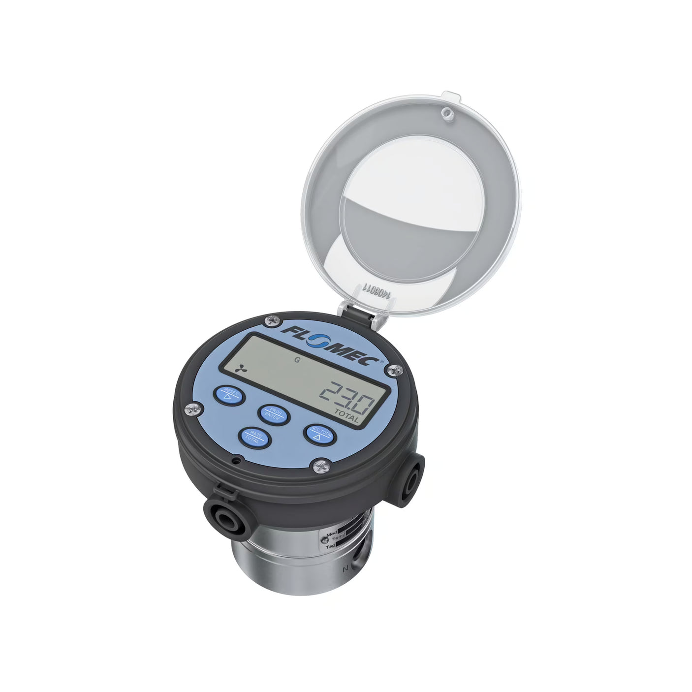 1/4" Oval Gear Aluminum NPT Flow Meter, RT14 Transmitter with Built-In Digital Display