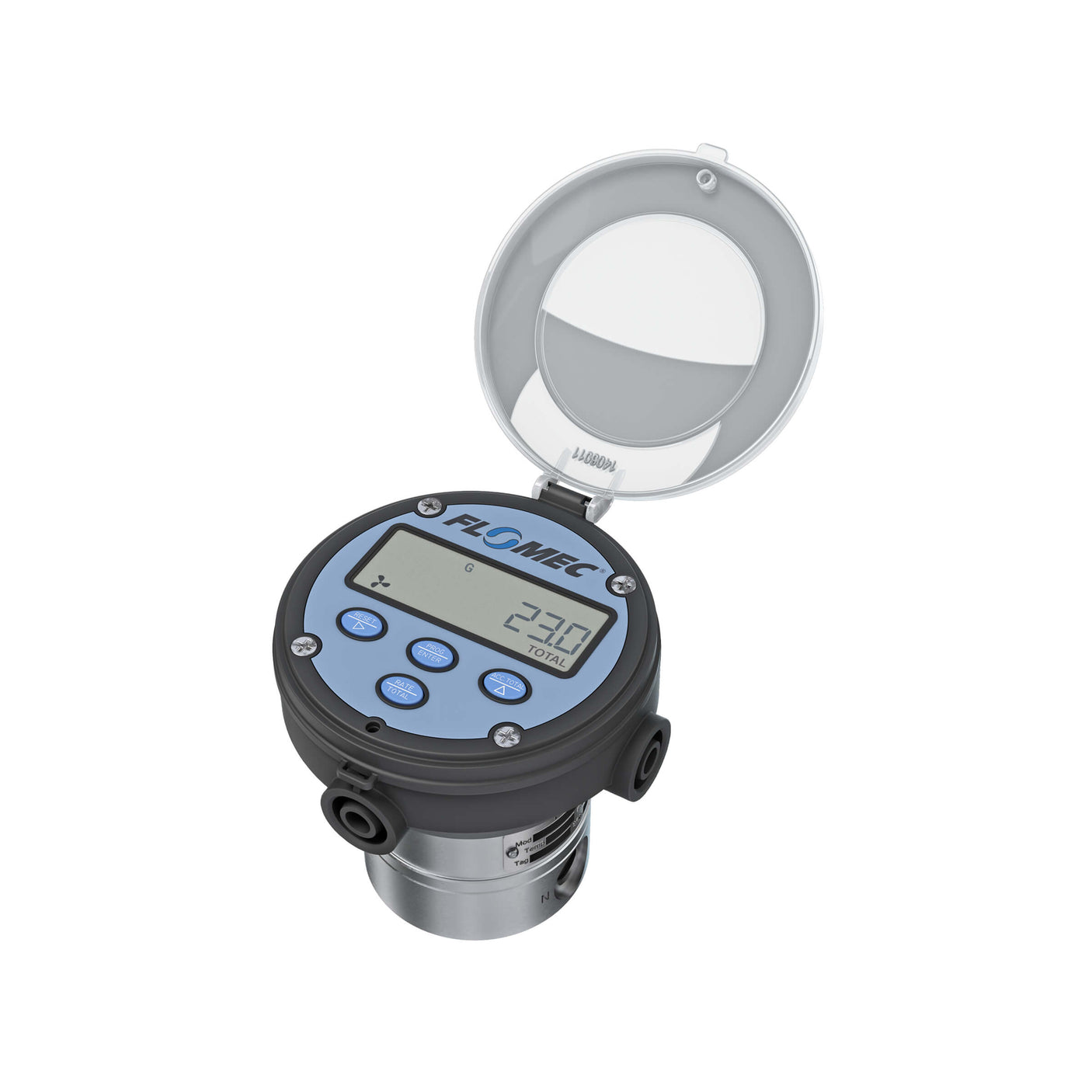 1" Oval Gear Aluminum NPT Flow Meter, RT14 Transmitter with Built-In Digital Display