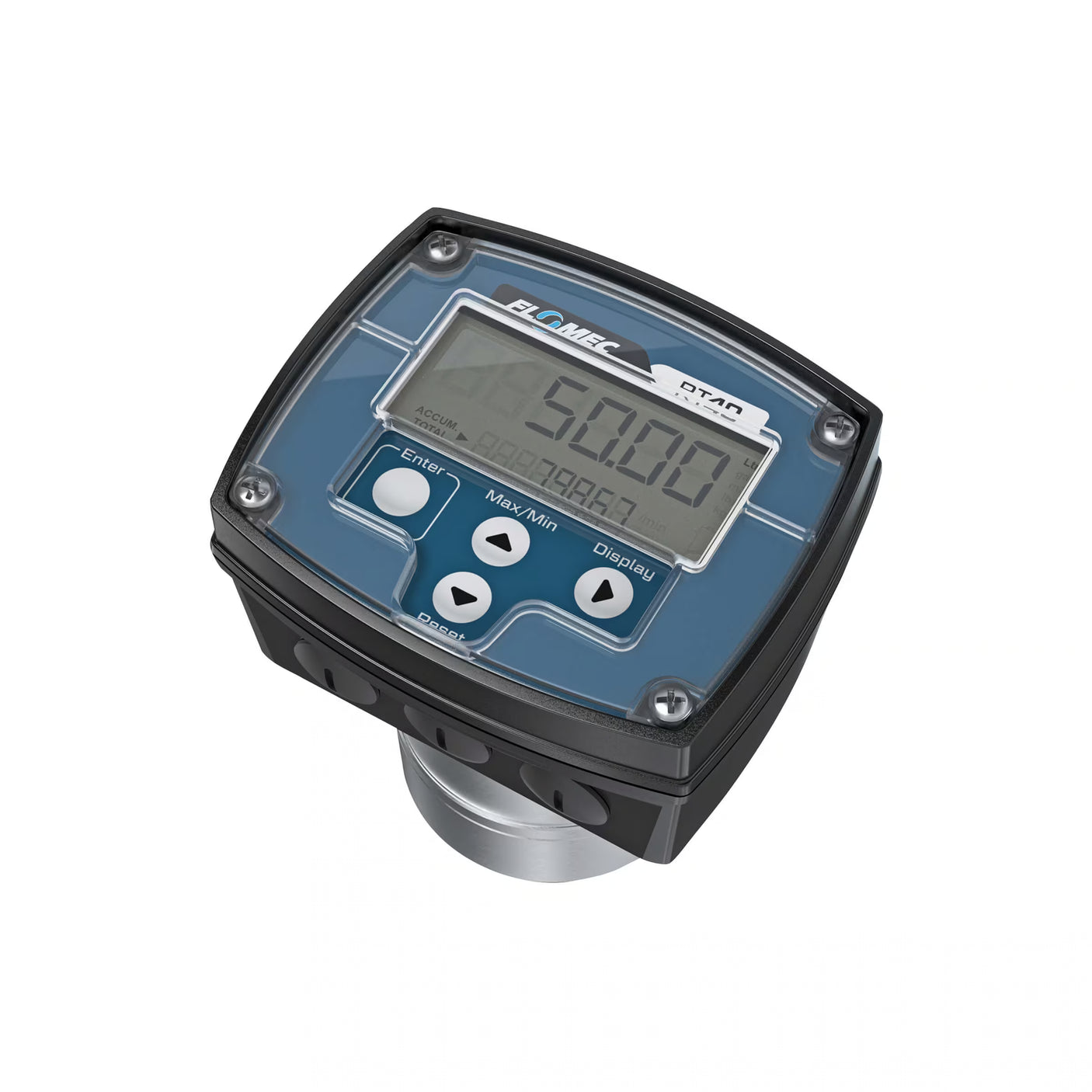 1/4" Oval Gear Aluminum NPT Flow Meter, RT40 Transmitter with Built-In Digital Display