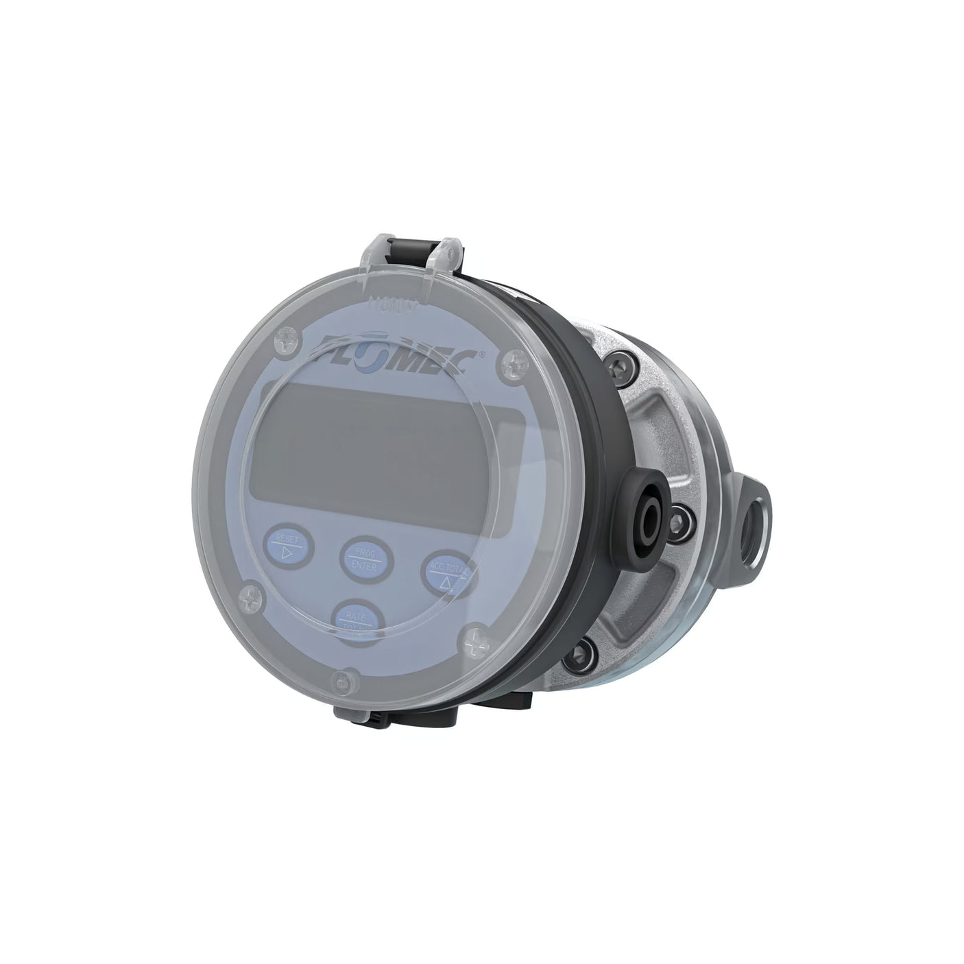 1/2" Oval Gear Aluminum NPT Flow Meter, RT14 Transmitter with Built-In Digital Display
