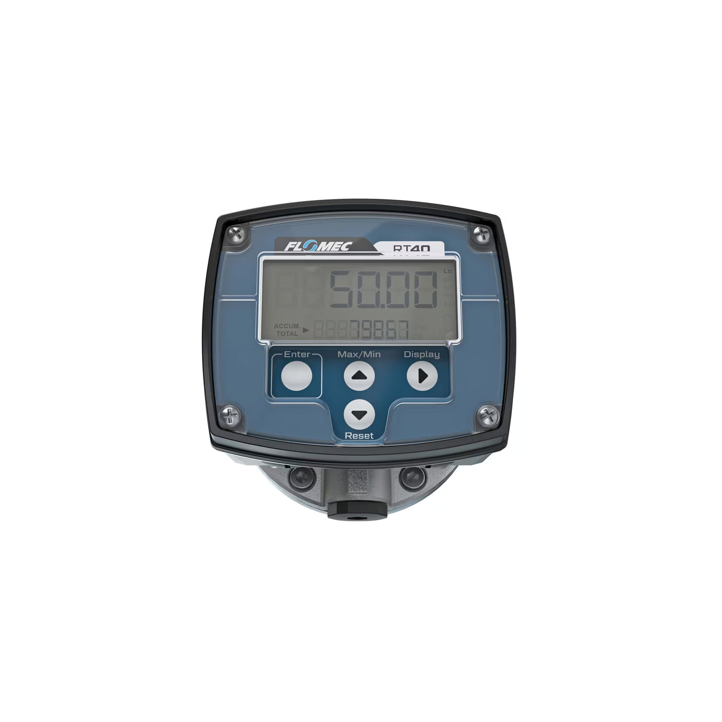 1/2" Oval Gear Aluminum NPT Flow Meter, RT40 Transmitter with Built-In Digital Display