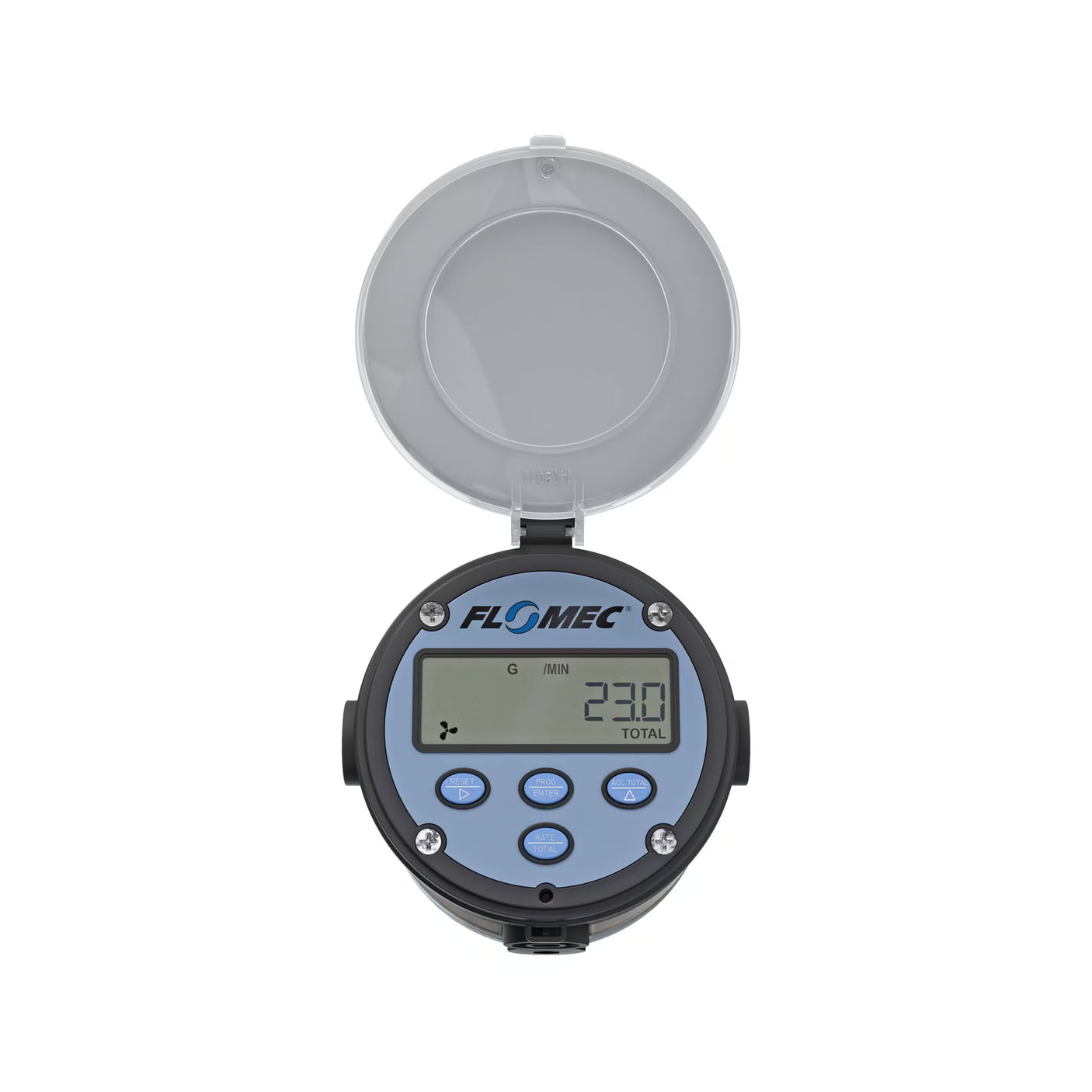 1/2" Oval Gear Stainless Steel NPT Flow Meter, RT14 Transmitter with Built-In Digital Display
