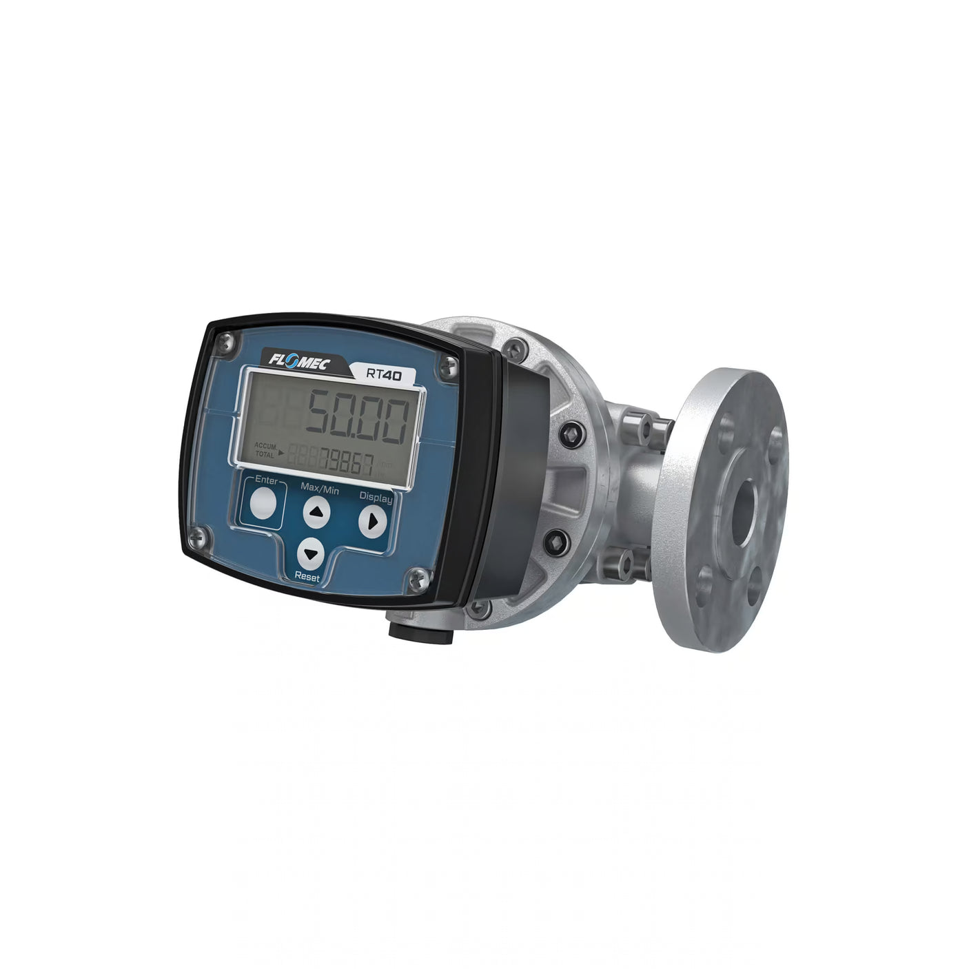 1" Oval Gear Aluminum #150 ANSI Flange Flow Meter, RT40 Transmitter with Built-In Digital Display