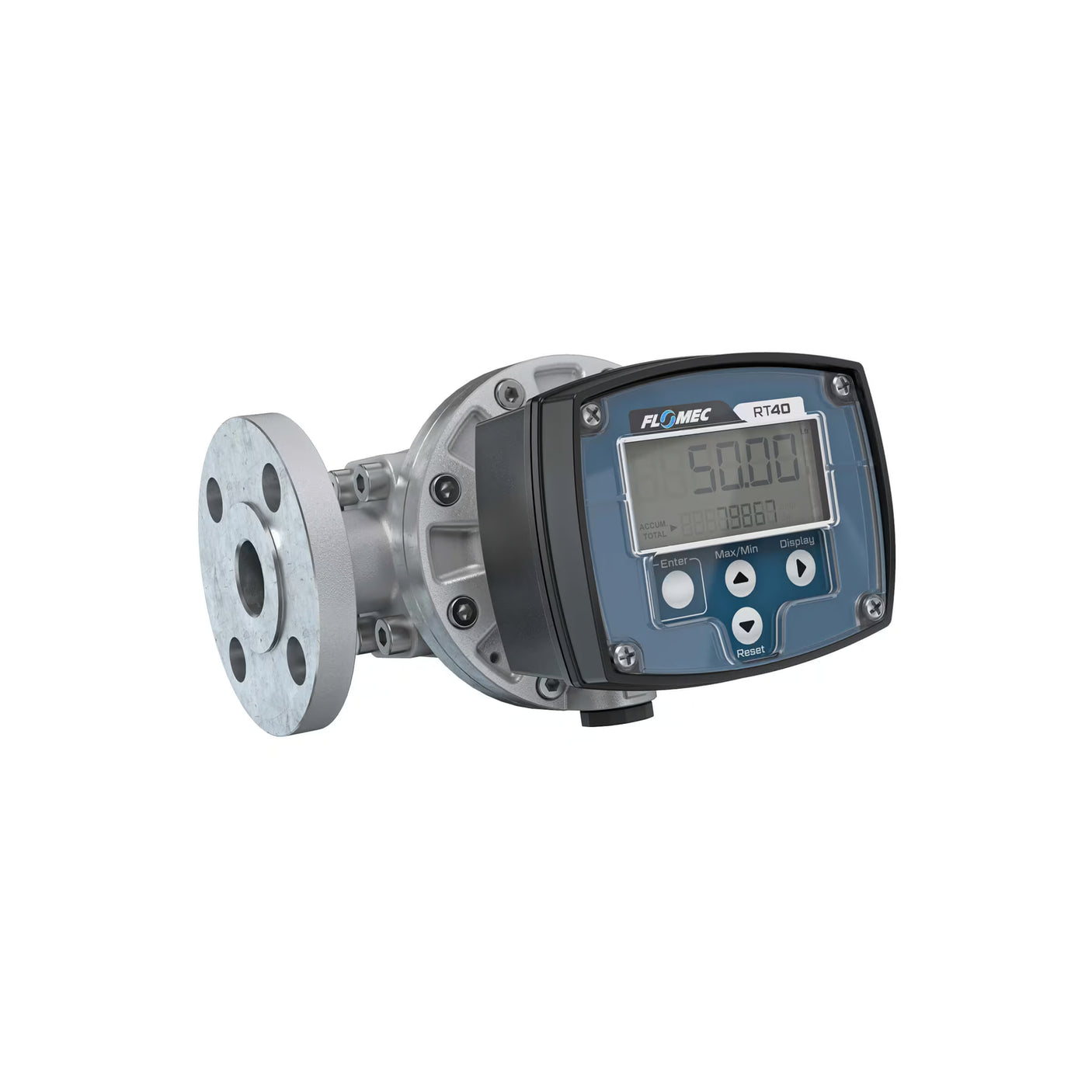 1" Oval Gear Aluminum #150 ANSI Flange Flow Meter, RT40 Transmitter with Built-In Digital Display