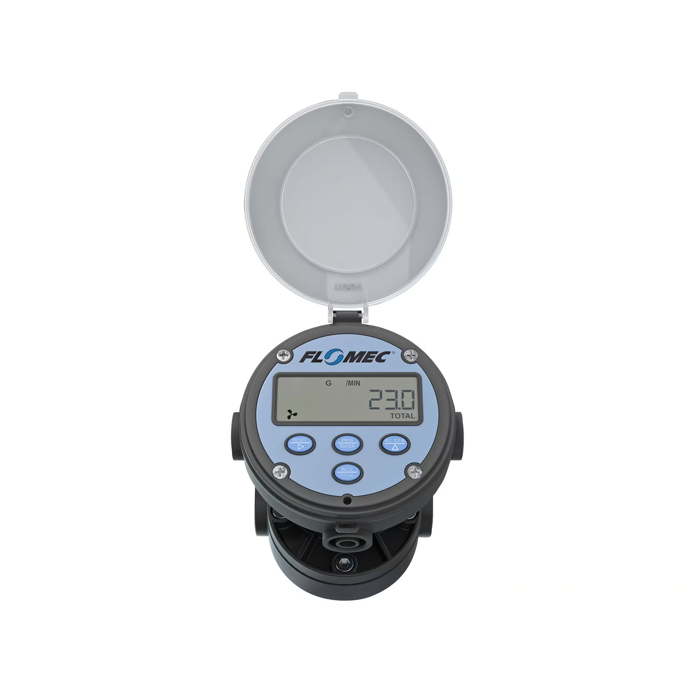 1" Oval Gear PPS NPT Flow Meter, RT14 Transmitter with Built-In Digital Display