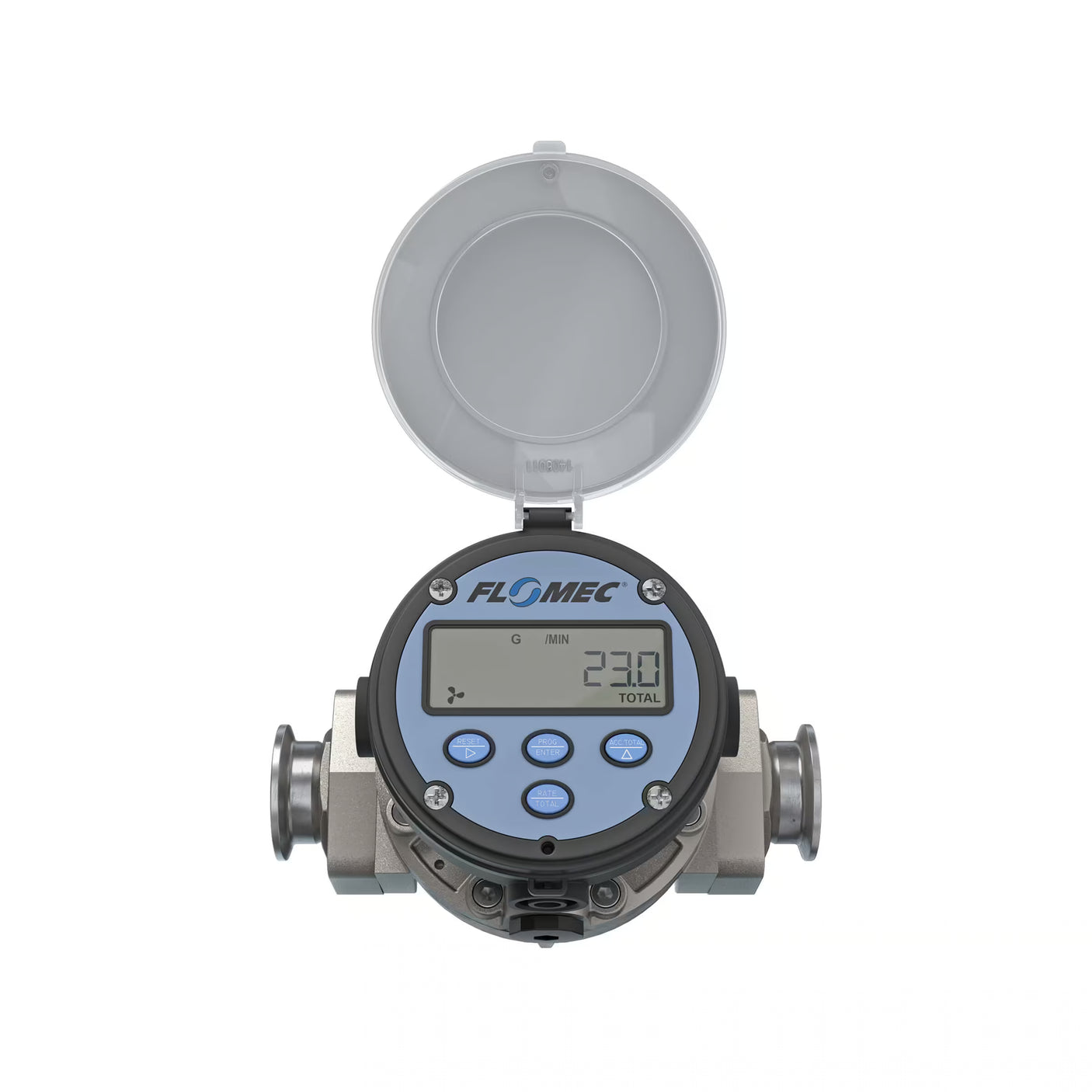 1" Oval Gear Stainless Steel Tri-Clamp Flow Meter, RT14 Transmitter with Built-In Digital Display