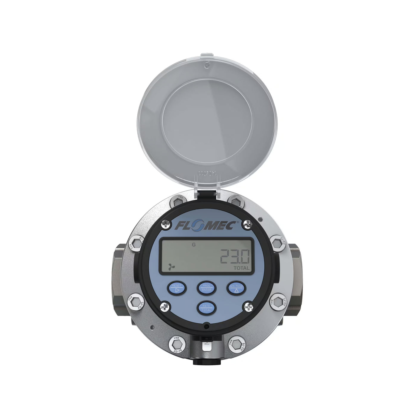 1-1/2" Oval Gear Aluminum NPT Flow Meter, RT14 Transmitter with Built-In Digital Display
