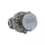 1-1/2" Oval Gear Stainless Steel NPT Flow Meter, RT14 Transmitter with Built-In Digital Display