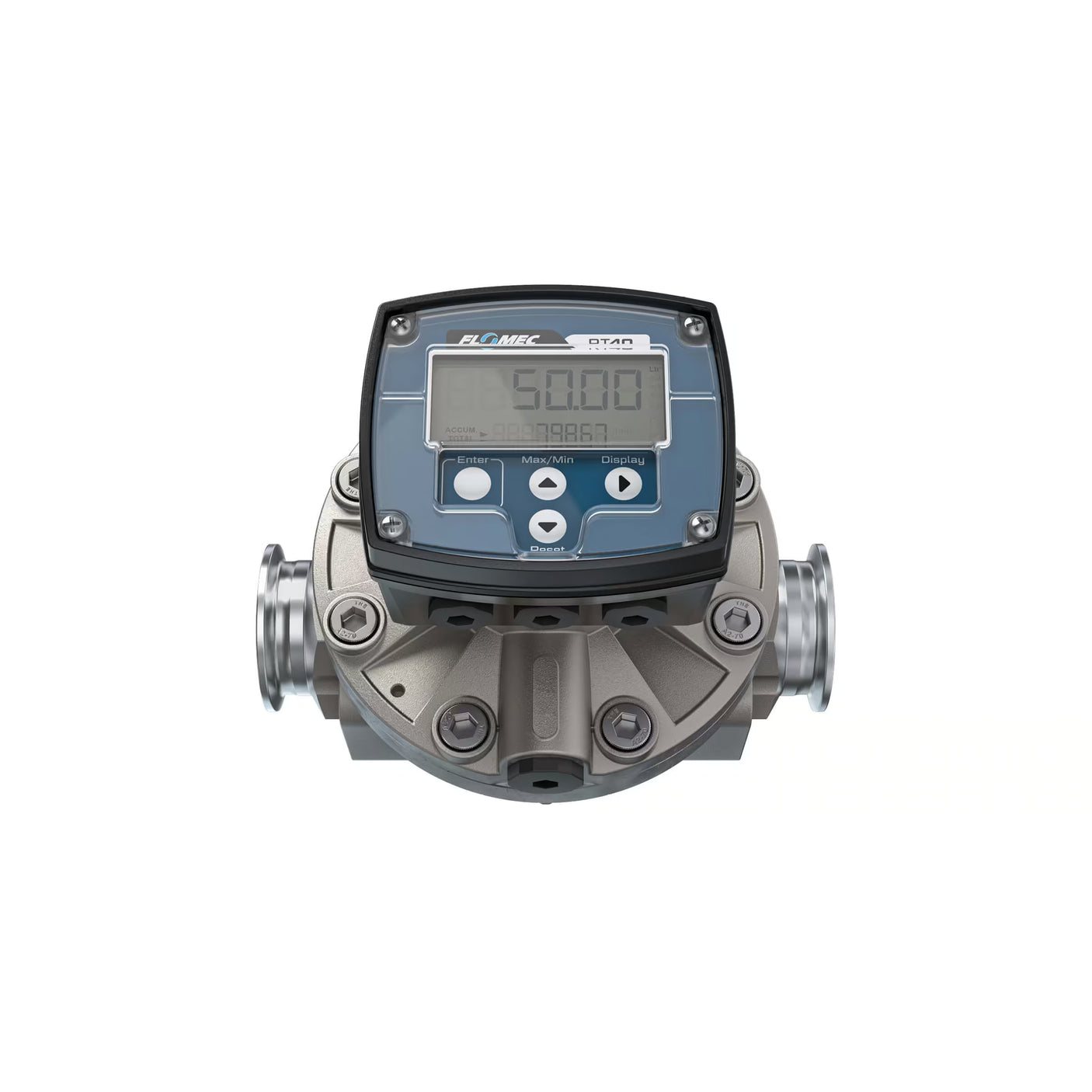 1-1/2" Oval Gear Stainless Steel Tri-Clamp Flow Meter, RT40 Transmitter with Built-In Digital Display