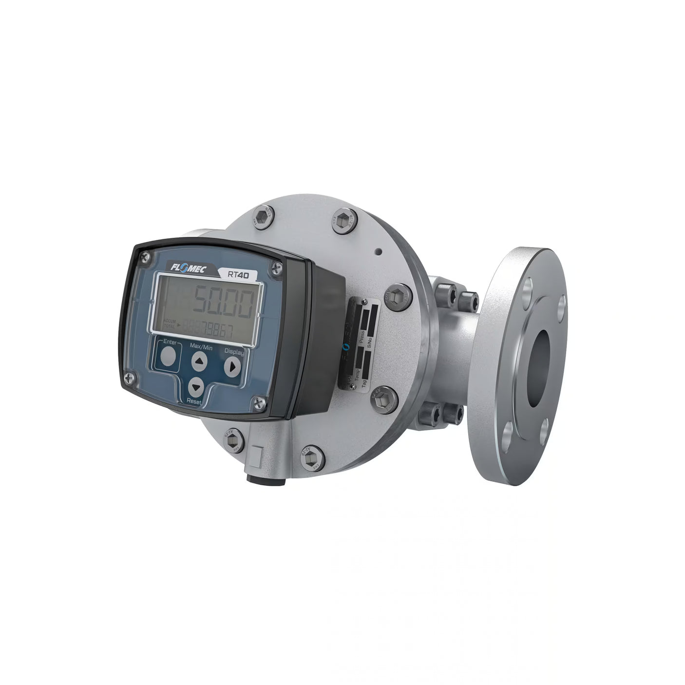 2" Oval Gear Aluminum #150 ANSI Flange Flow Meter, RT40 Transmitter with Built-In Digital Display